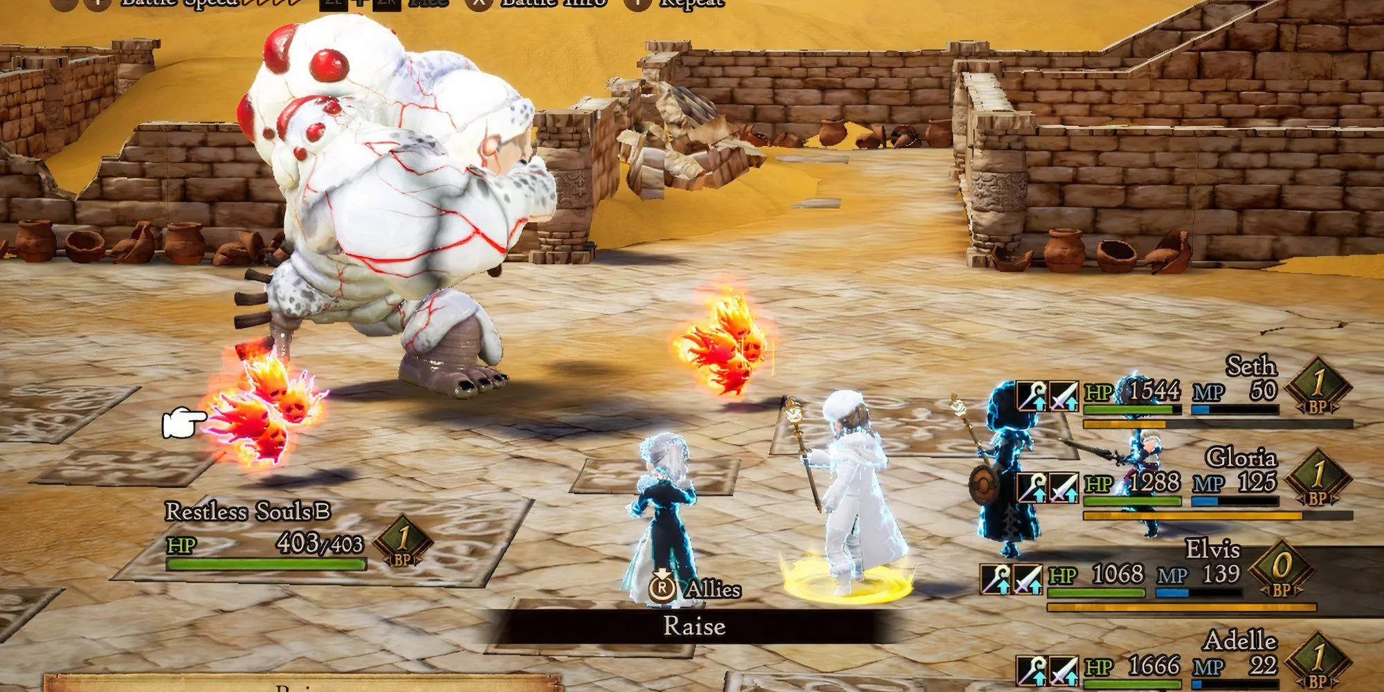 Combattimento con il boss in Bravely Default 2