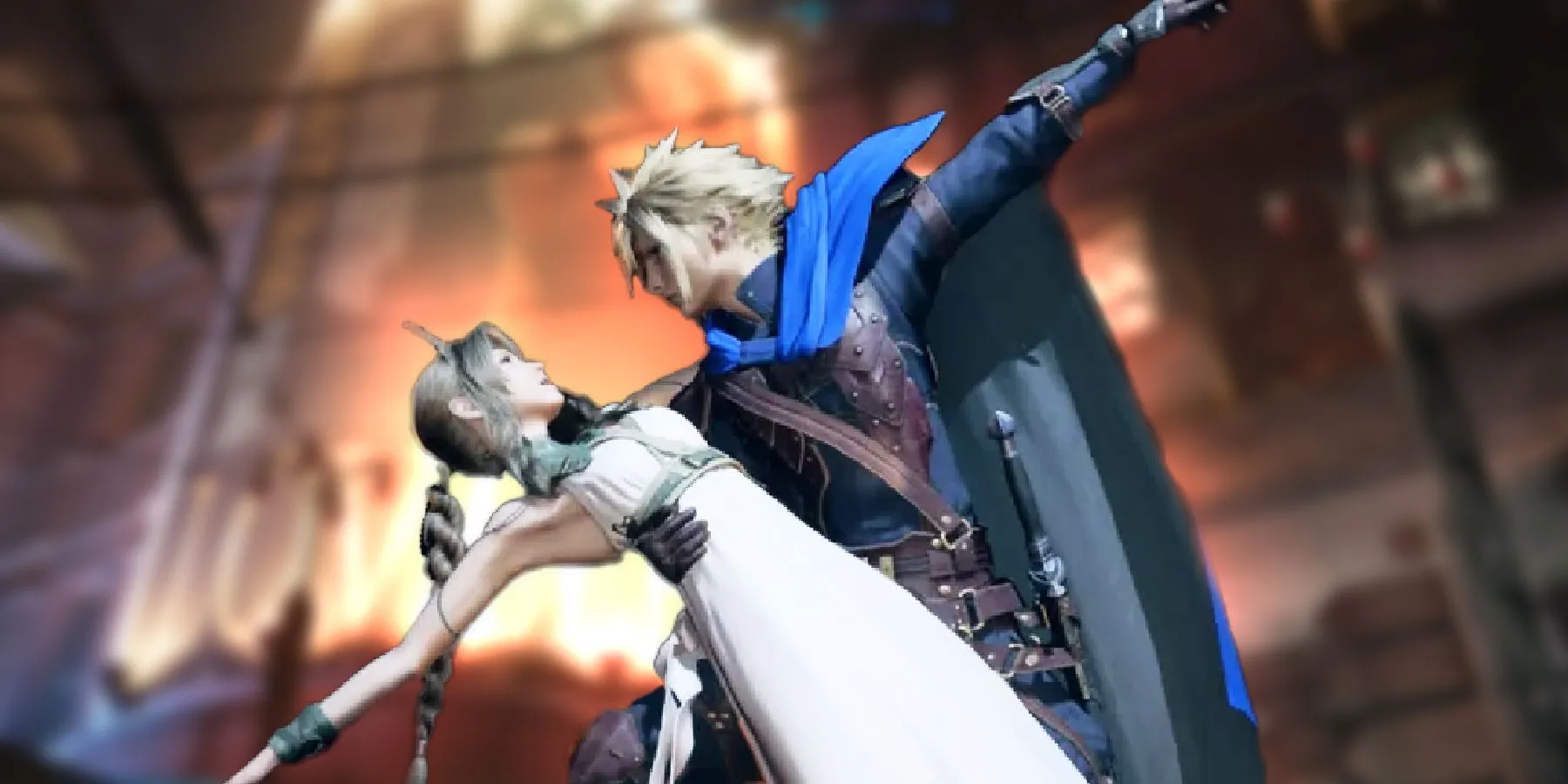 Escena de juego sin amor con Cloud y Aerith