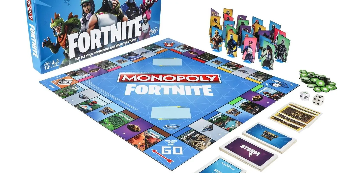 Tabuleiro e caixa do jogo Fortnite Monopoly