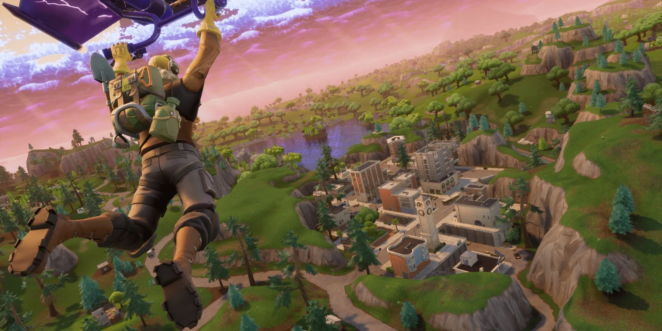 Joueur planant dans Fortnite