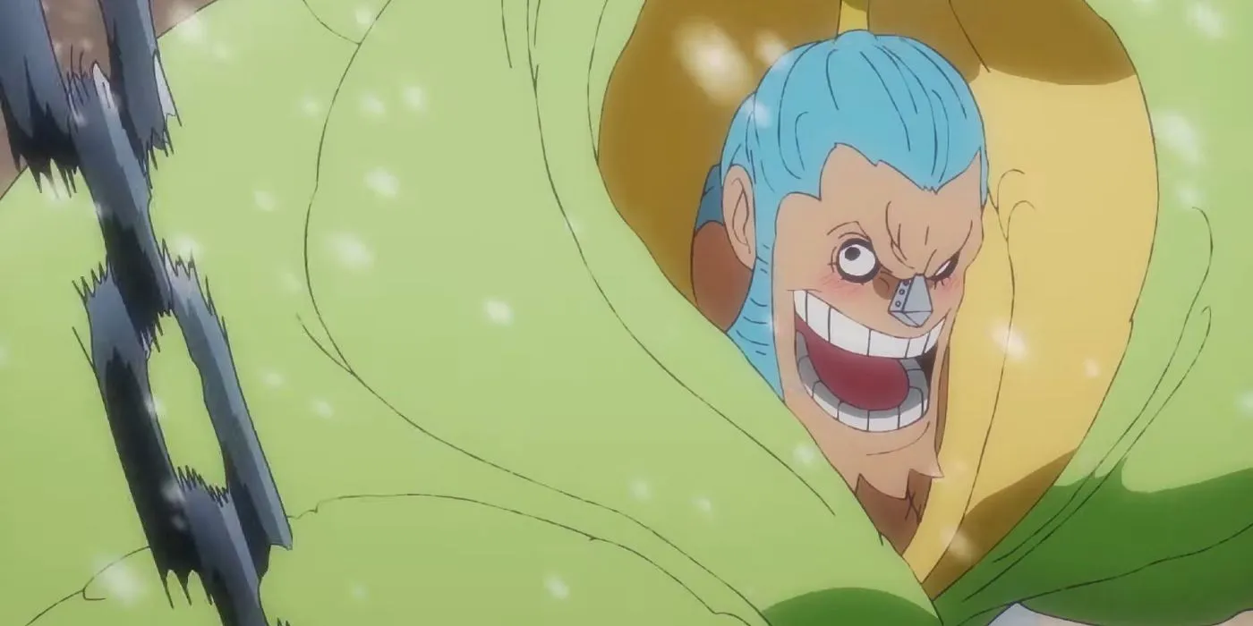 Franky sorrindo maliciosamente em One Piece