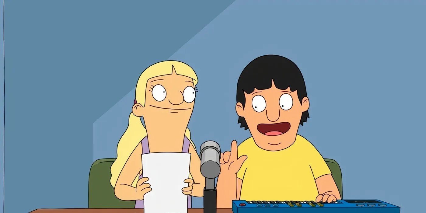 Gene i Courtney siedzą obok siebie w Bob's Burgers