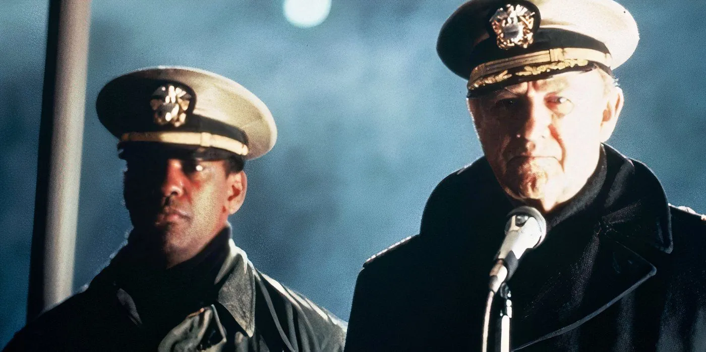 Gene Hackman e Denzel Washington em Maré Escarlate