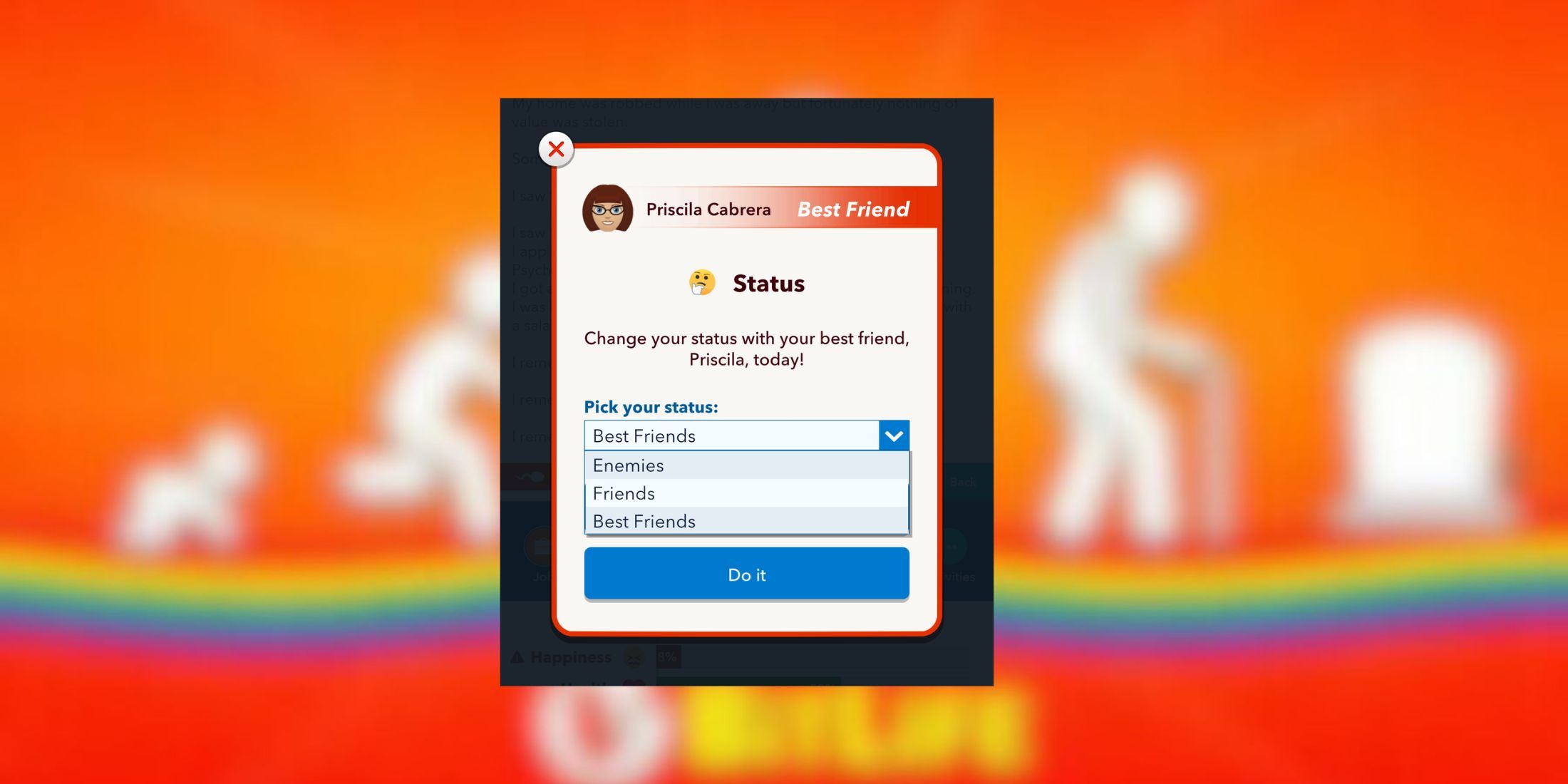 Dar regalos a los enemigos en Bitlife