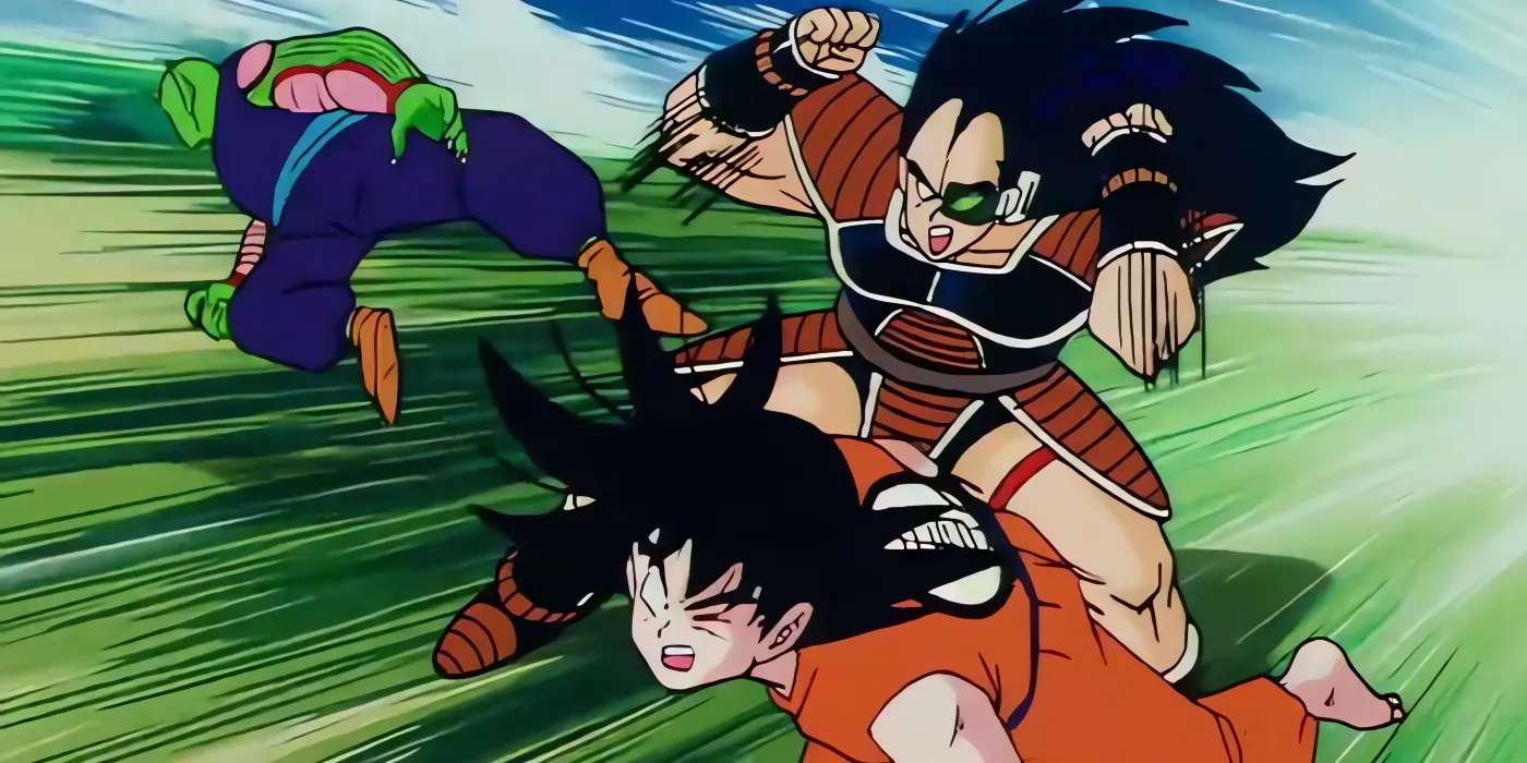 Goku e Piccolo lutam contra Raditz