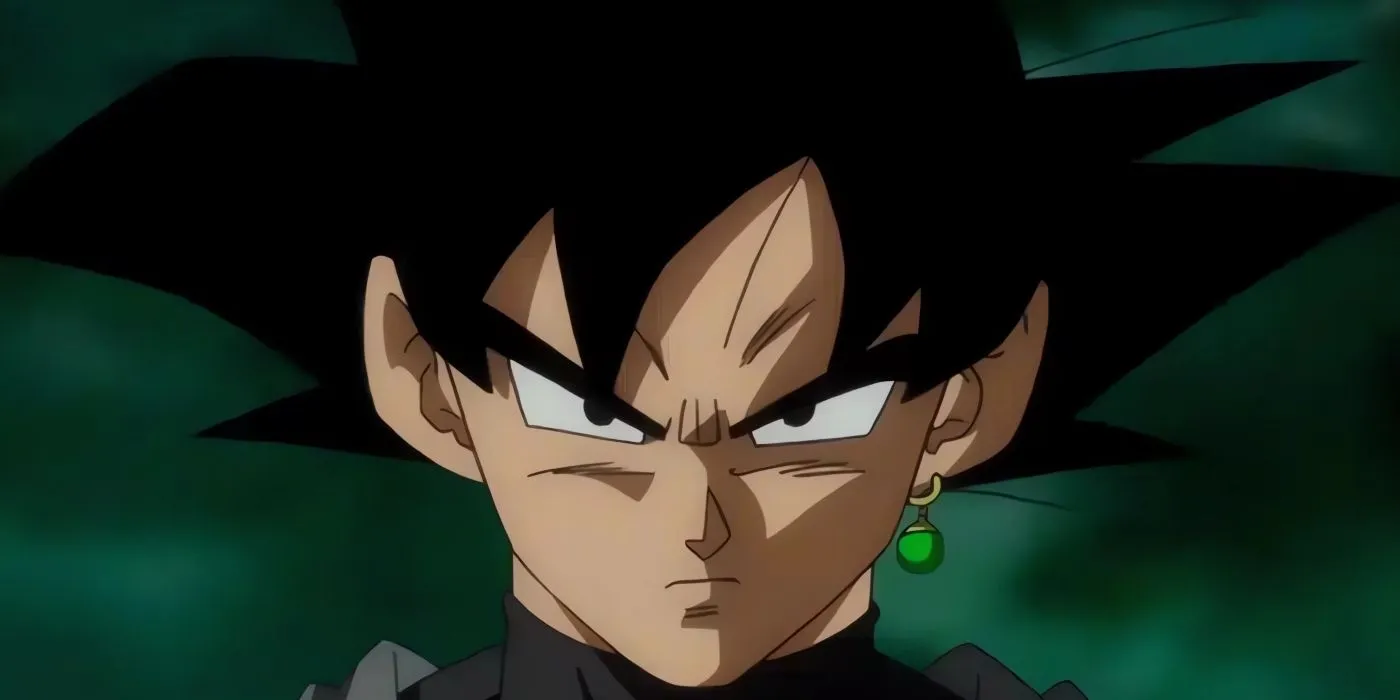 Goku Black prestes a lutar contra seu homólogo e os outros Guerreiros Z.