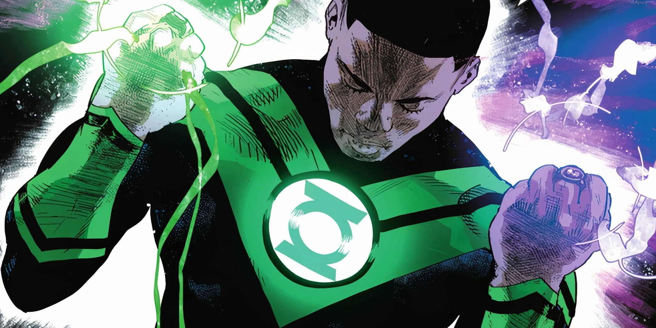 Comic-Kunst: Green Lantern John Stewart verwendet den Dark Star Ring