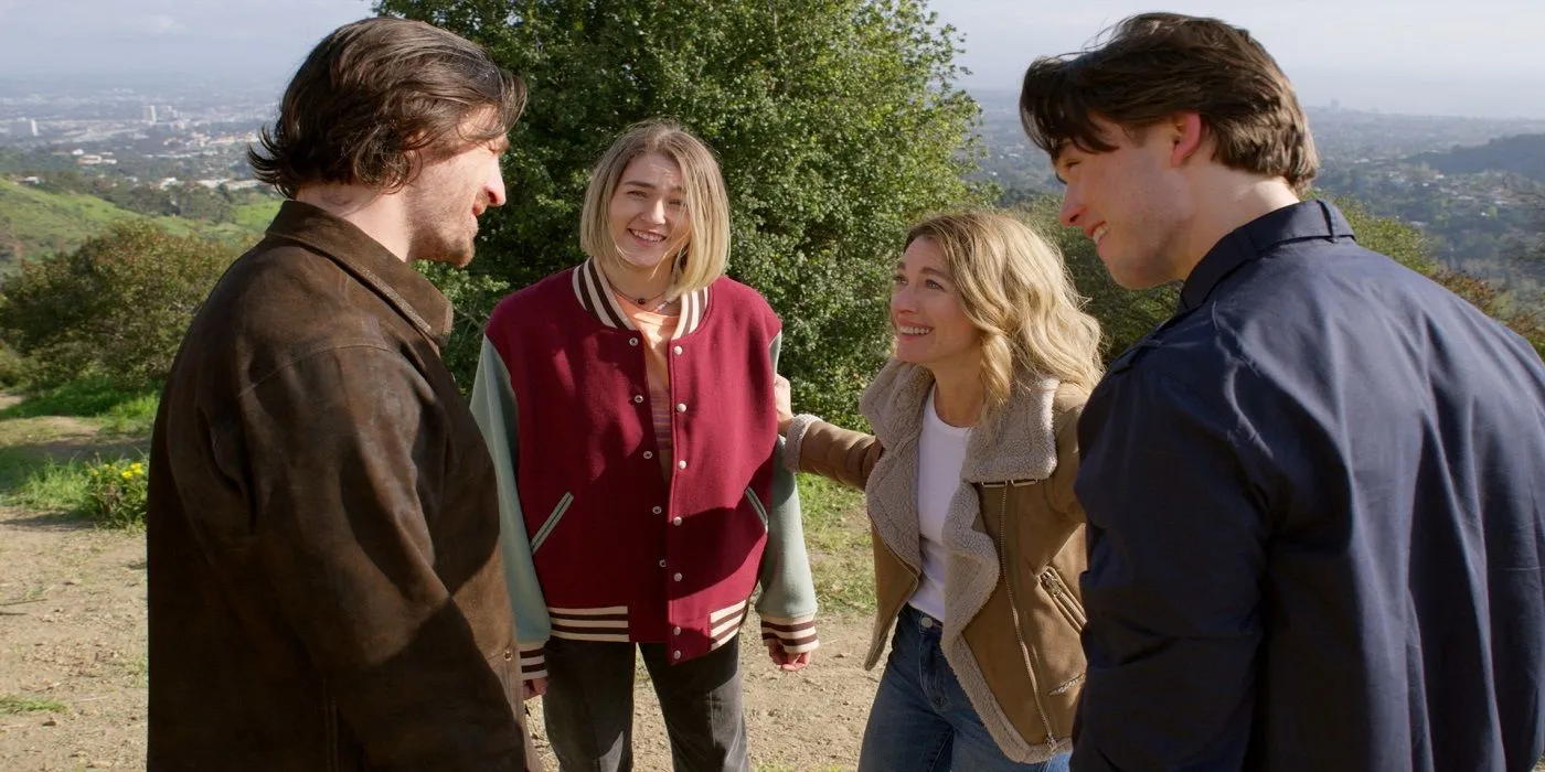 Eve Harris, played by Natalie Zea, reunited with her family by the wisdom tree.