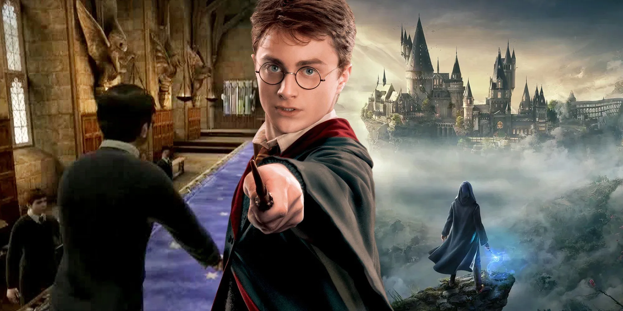 Harry Potter z elementami Dziedzictwa Hogwartu i rozgrywką z Księcia Półkrwi na PS2 w tle.