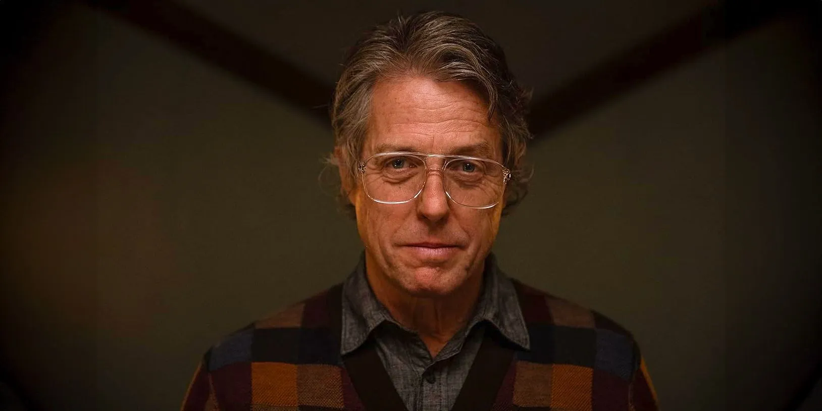 Hugh Grant als Mr. Reed mit intensivem Ausdruck in „Heretic“