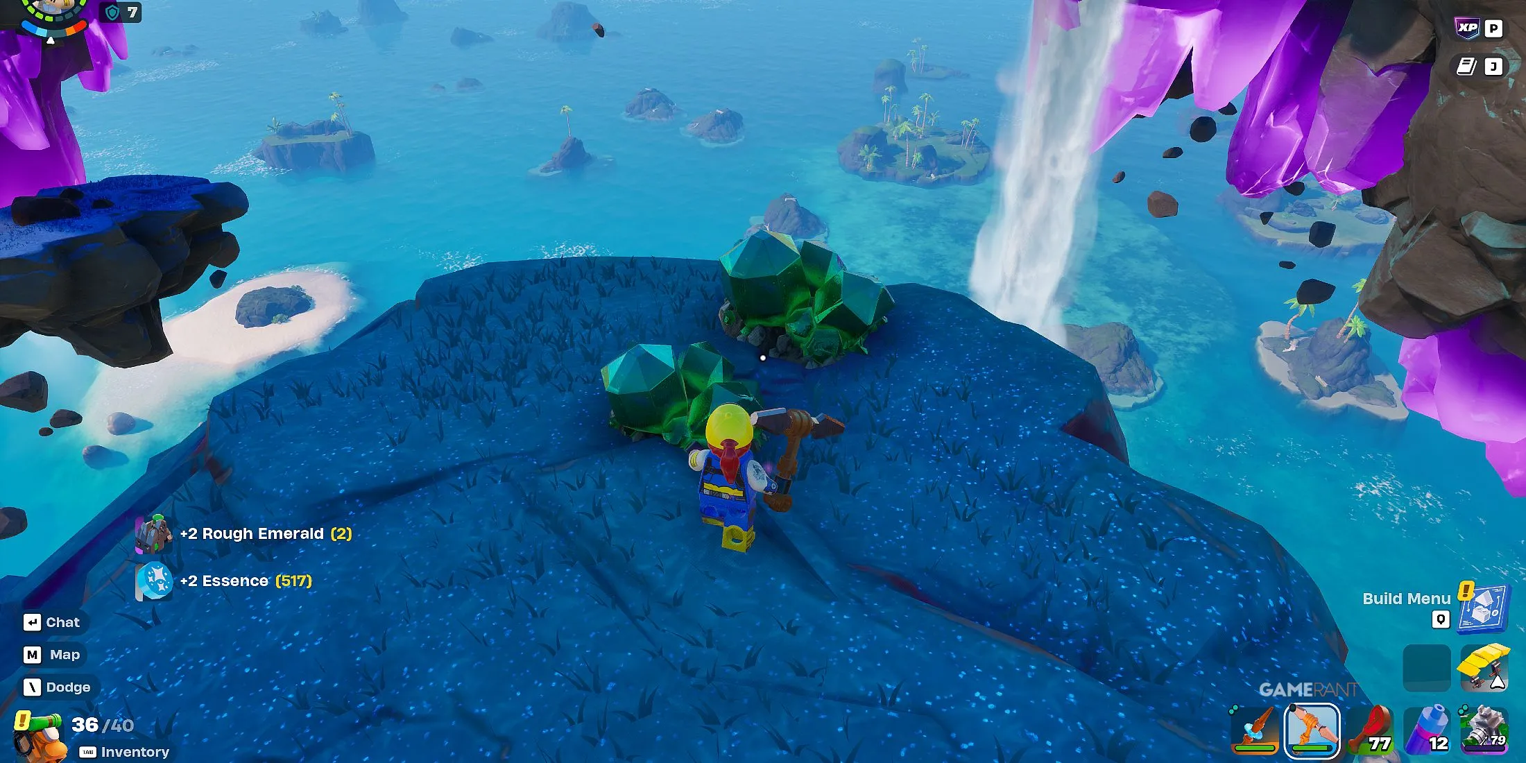 Emerald nodes in LEGO Fortnite Odyssey