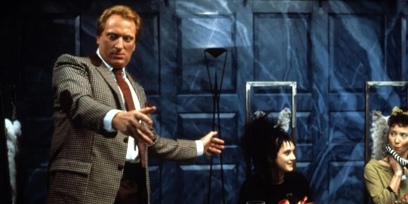 Jeffrey Jones as Charles Deetz dancing to Day-O in Beetlejuice