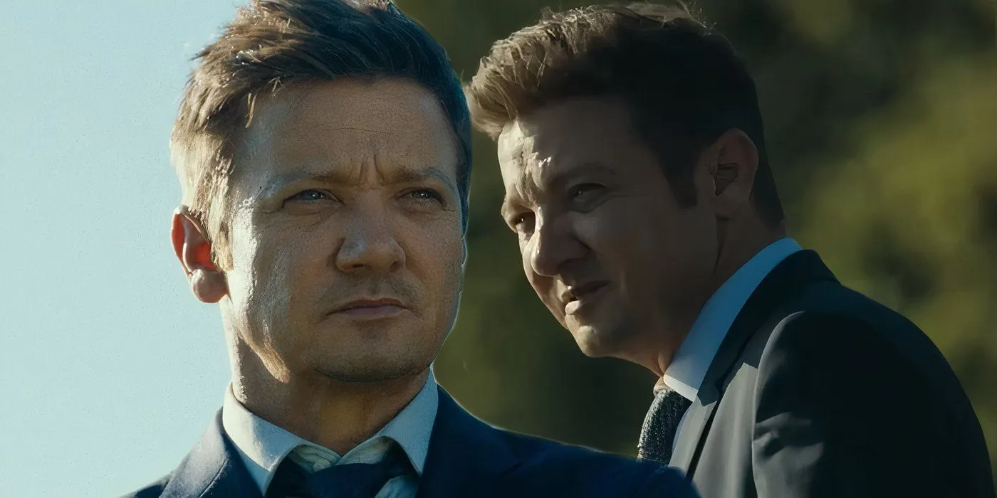 Jeremy Renner, expression sérieuse du maire de Kingstown