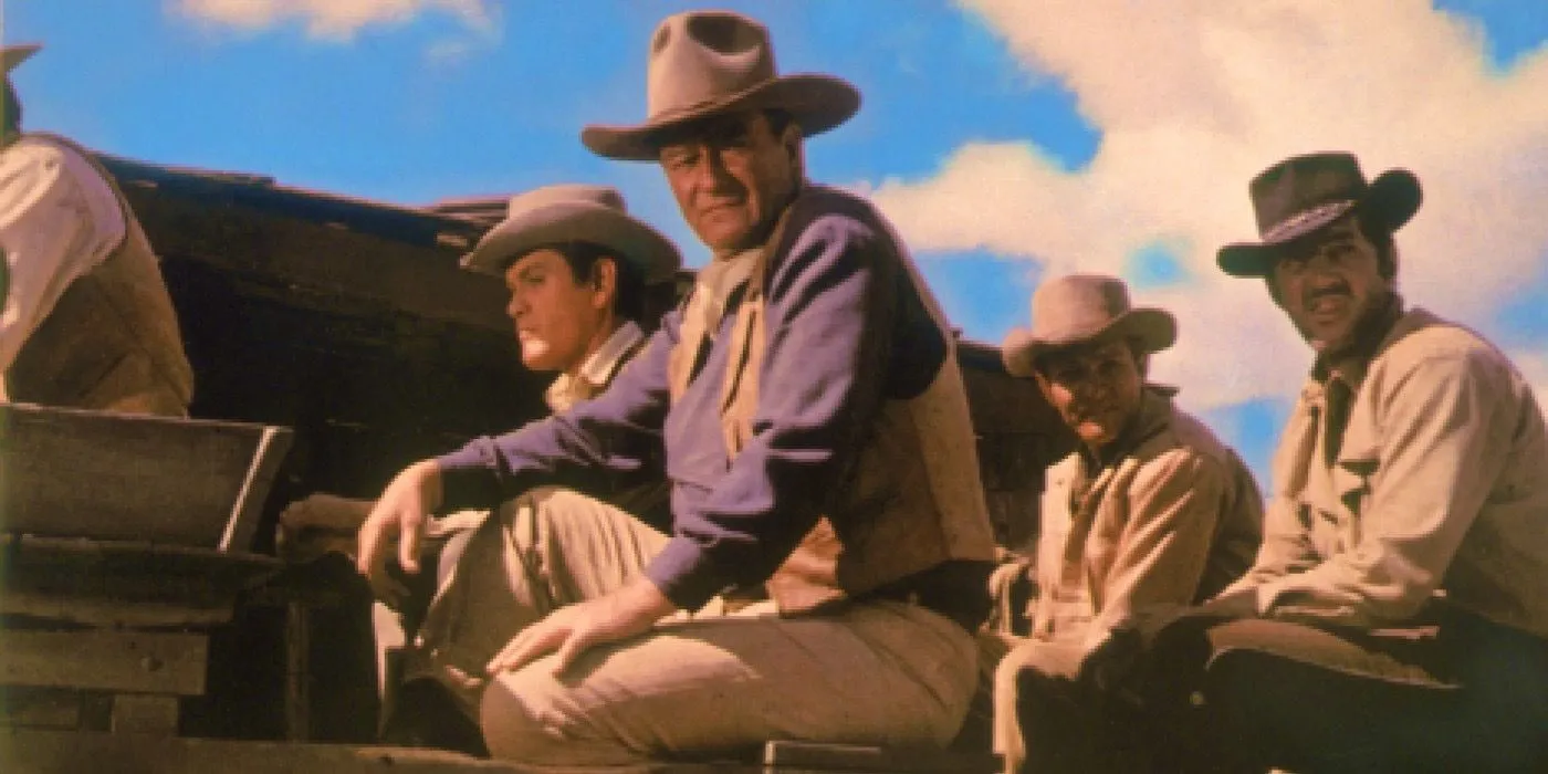 John Wayne e Dean Martin viaggiano in carrozza in The Sons of Katie Elder