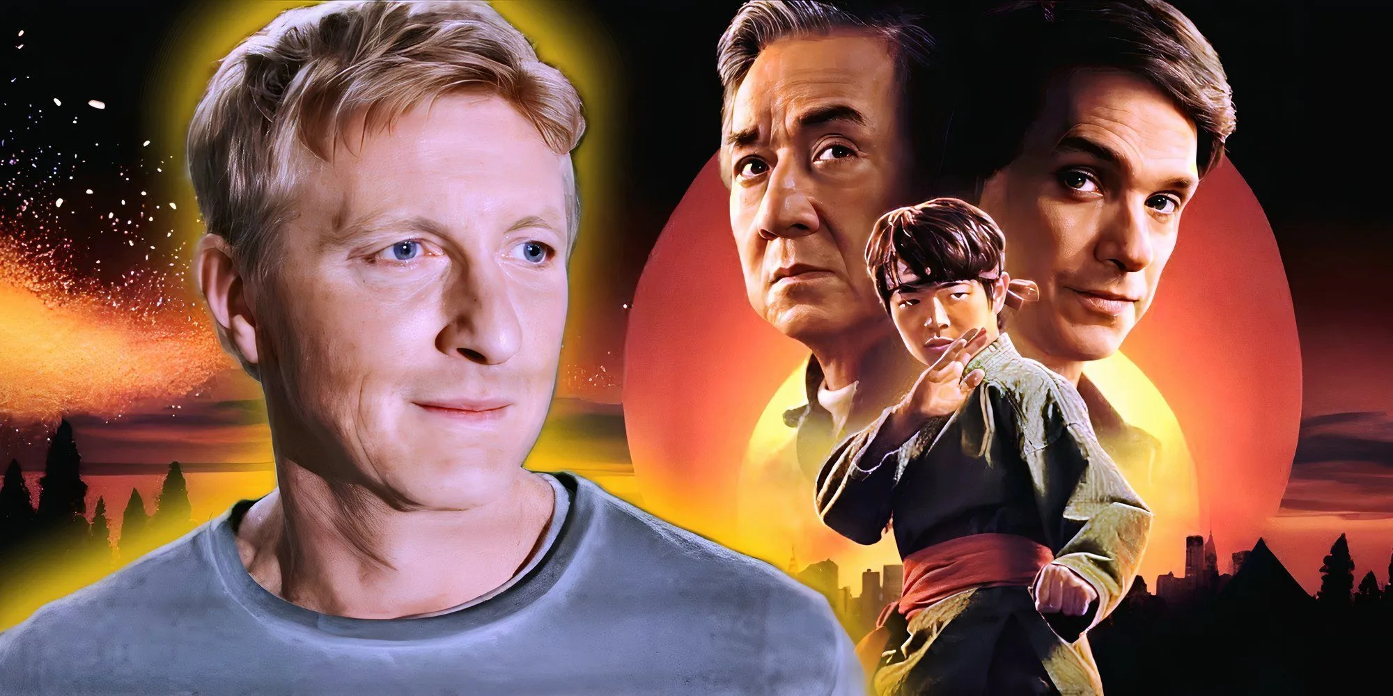 Johnny Lawrence com o pôster de Karate Kid Legends