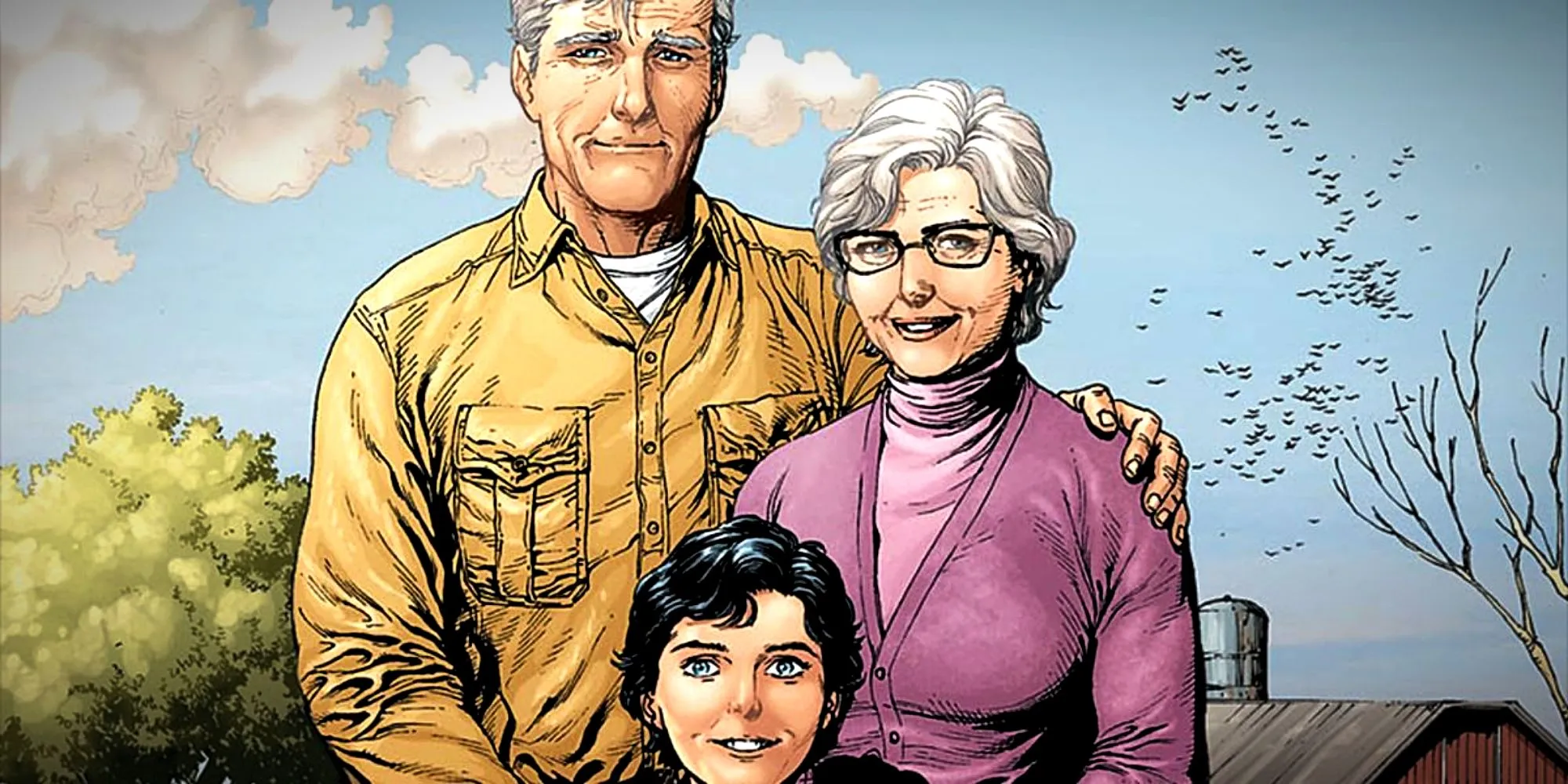 Jonathan e Martha Kent con il giovane Clark Kent