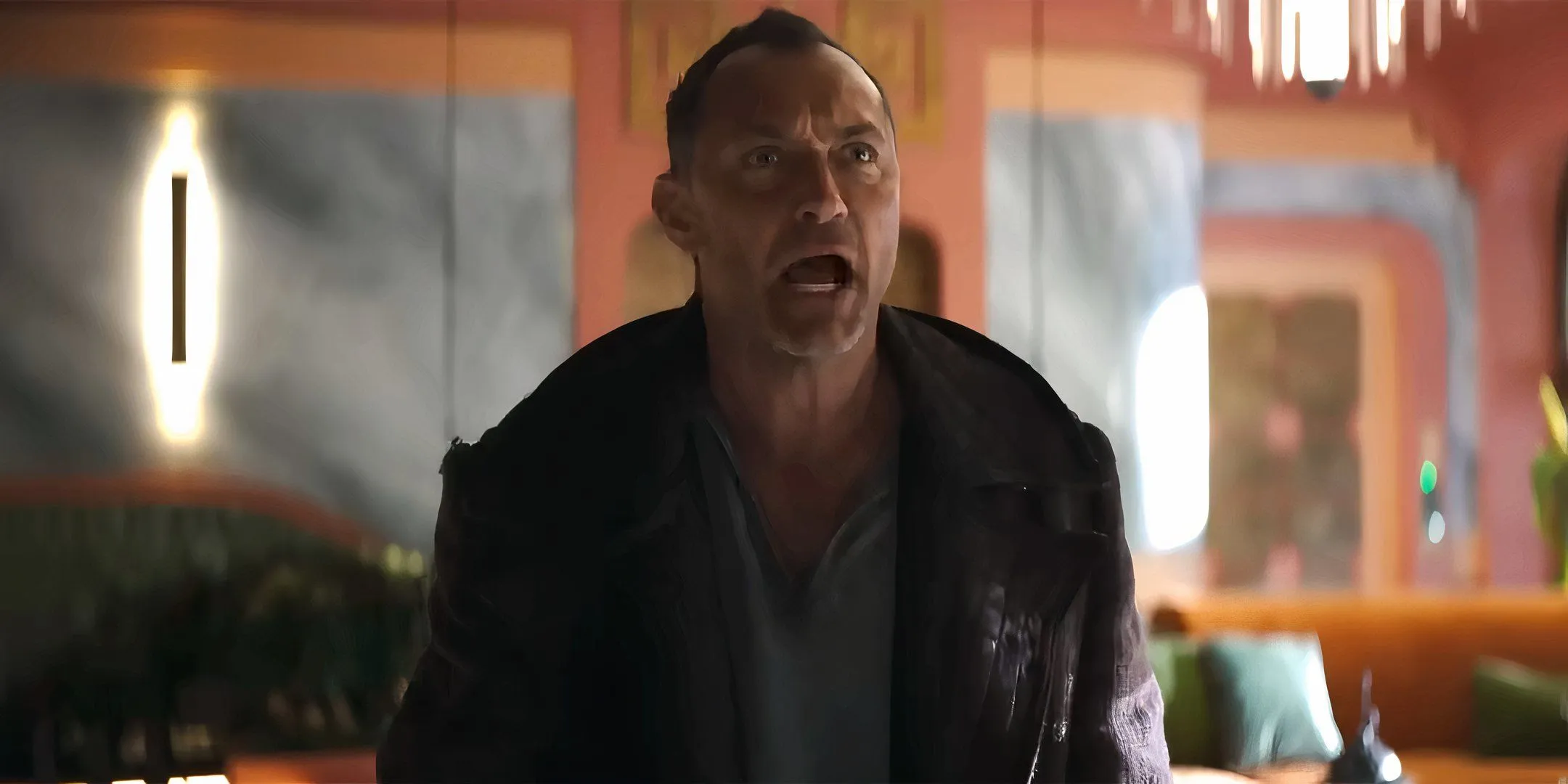 Jude Law's character looking angry