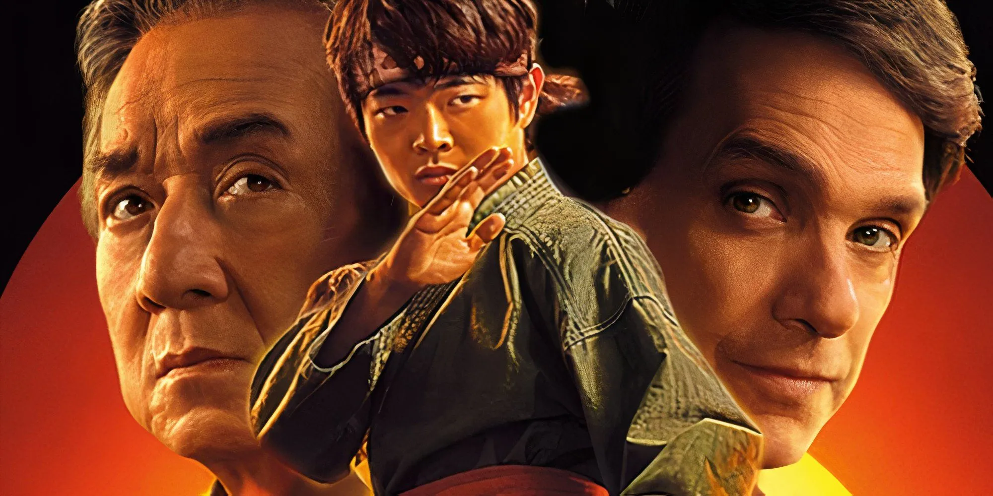 Jackie Chan, Ralph Macchio, Ben Wang이 출연하는 Karate Kid: Legends 포스터