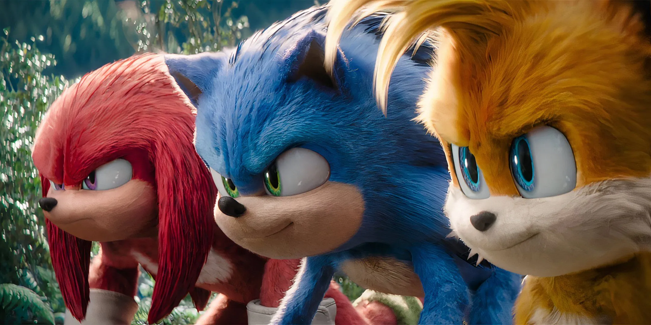 Sonic, Knuckles e Tails se preparando para uma corrida