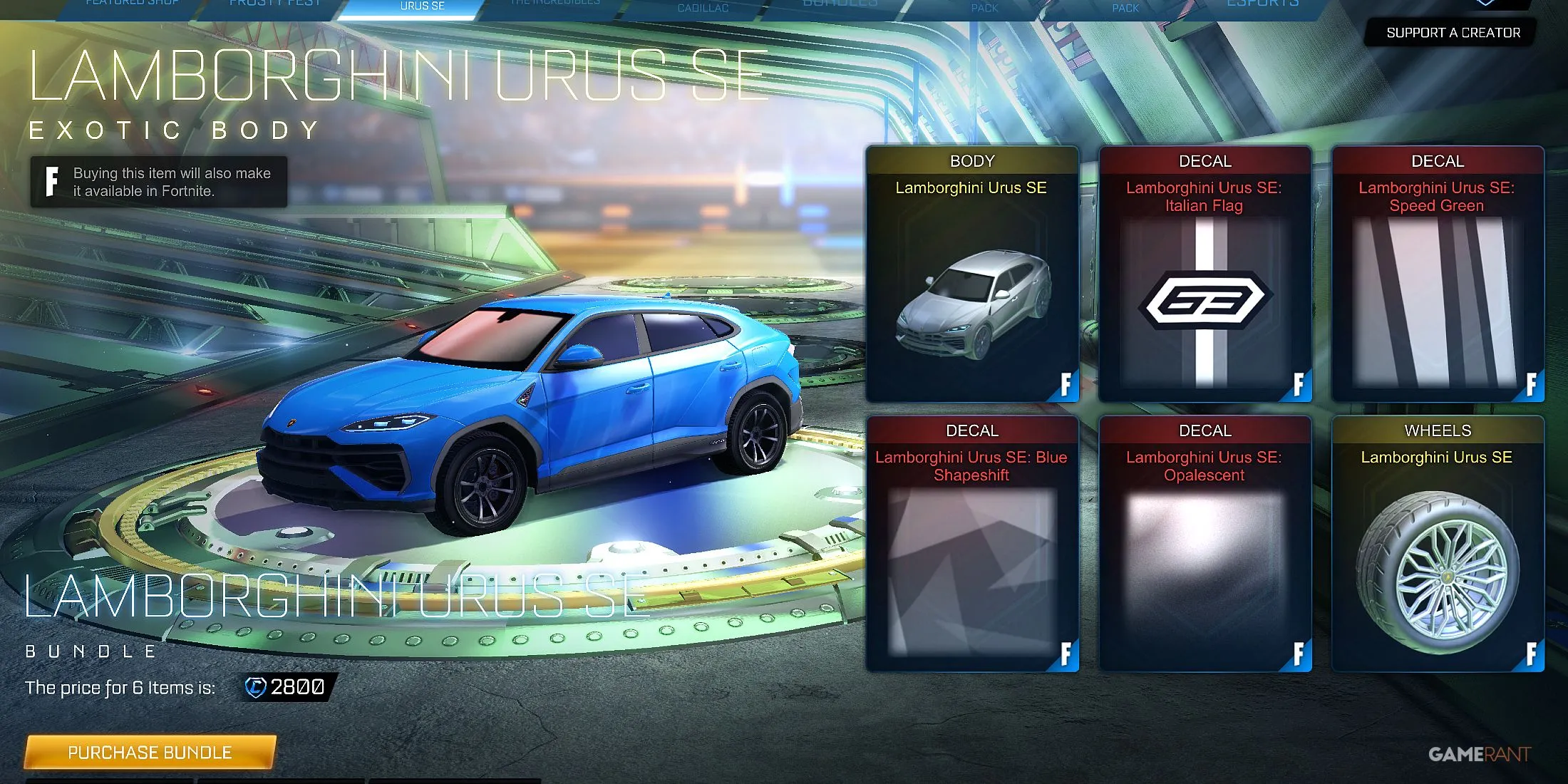 Lamborghini Urus SE en Rocket League