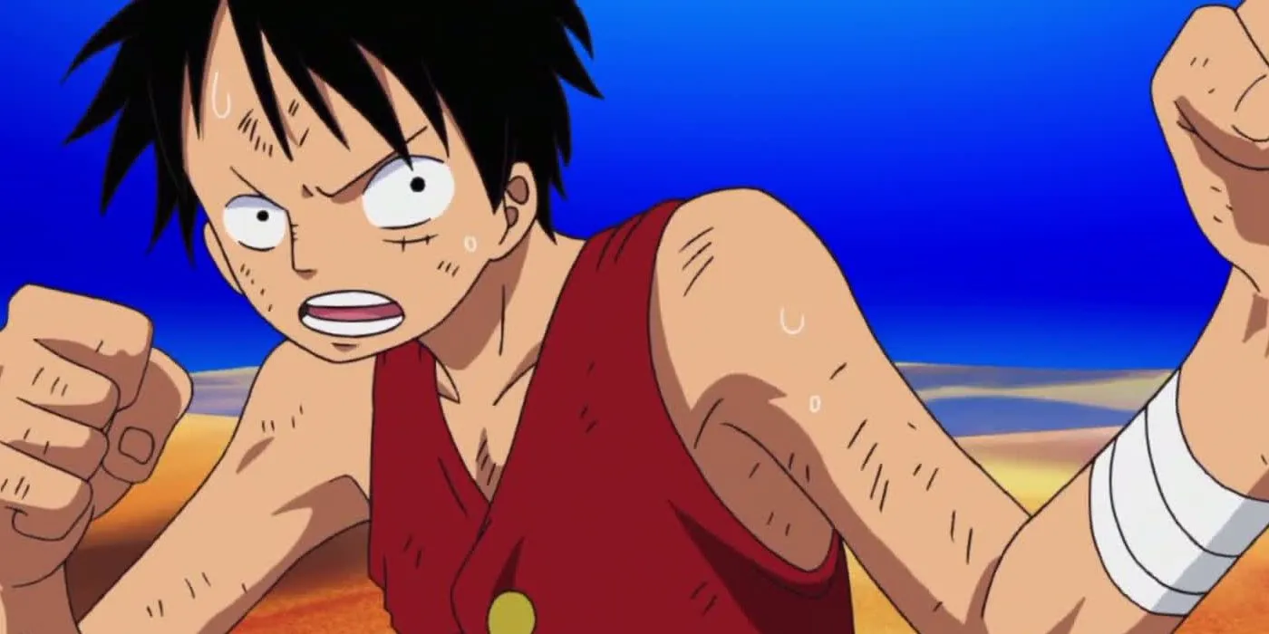 Luffy peleando en One Piece