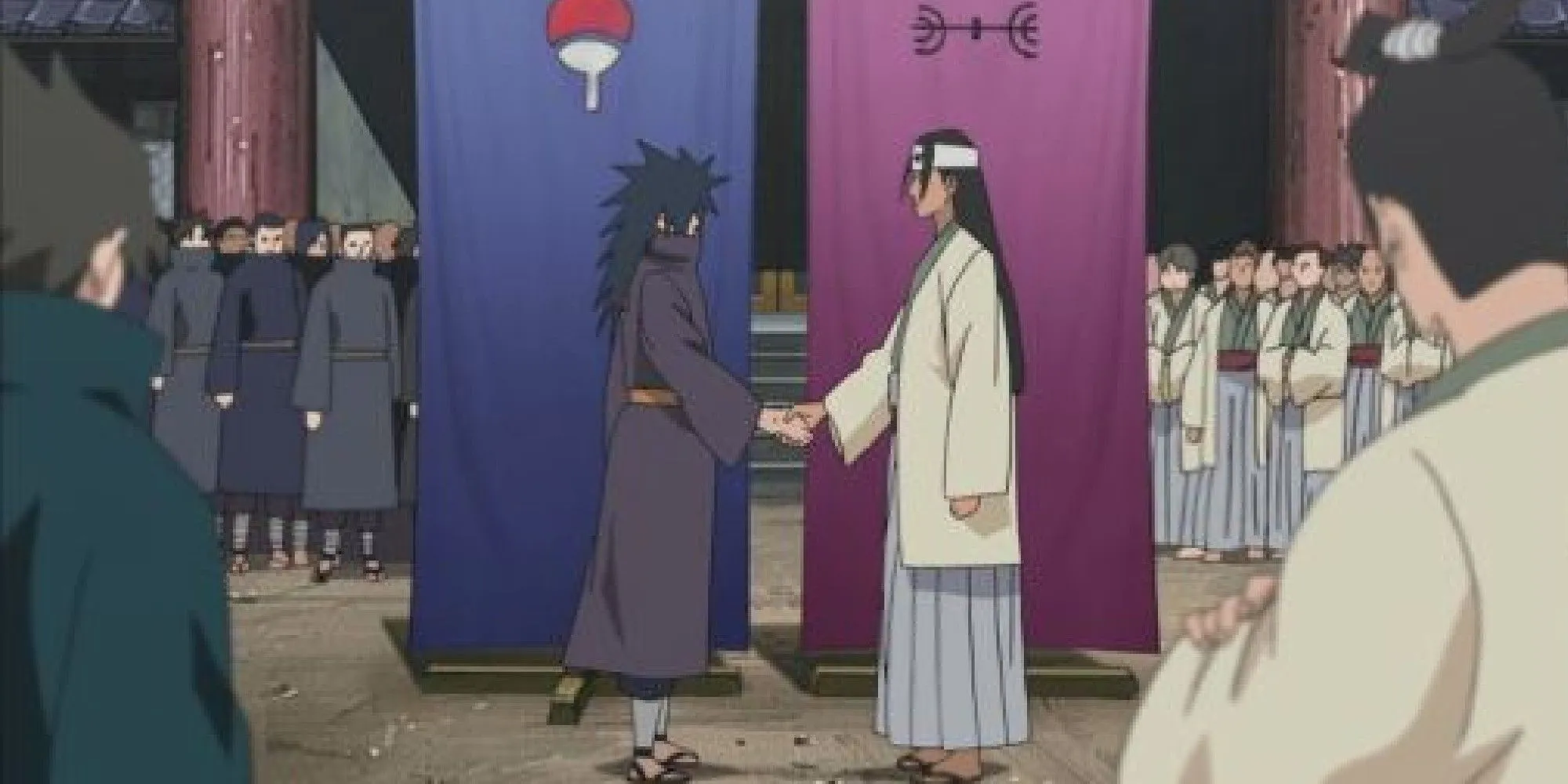 Madara e Hashirama apertando as mãos