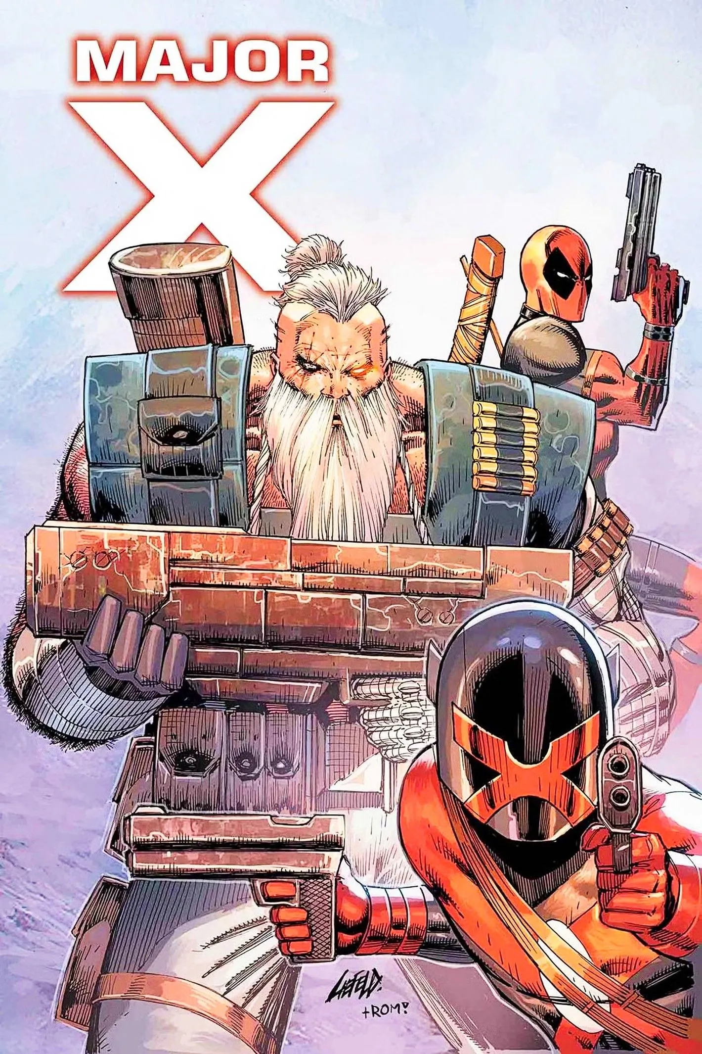 Couverture de Major X avec Major X, une ancienne version de Cable et Deadpool