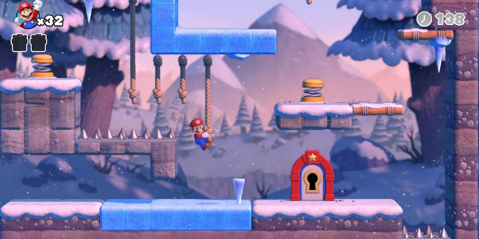 Mario au niveau du sommet glissant