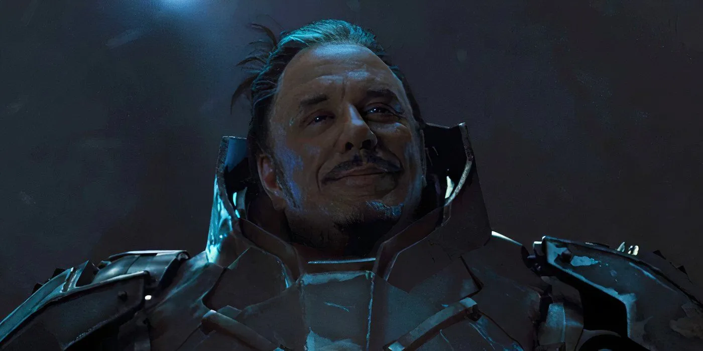 Ivan Vanko de Mickey Rourke dans son costume Whiplash sur le point de s'autodétruire dans Iron Man 2 (2010)