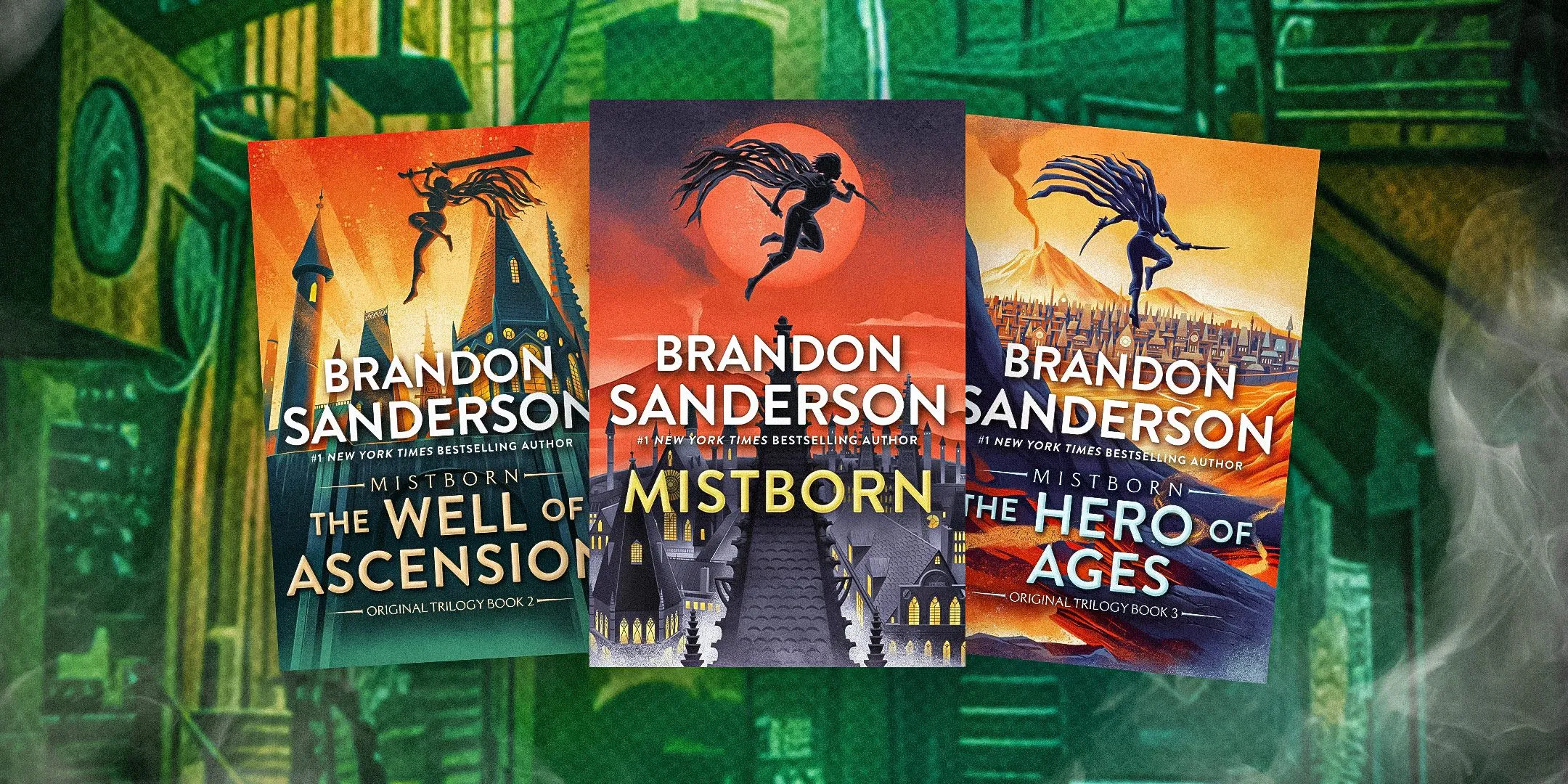 Las portadas de The Well of Ascension, Mistborn: The Final Empire y The Hero of Ages