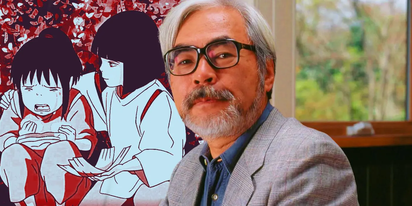 Miyazaki osserva una scena di La città incantata con Chihiro e Haku