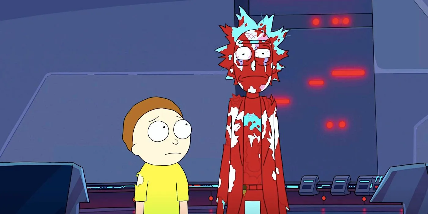 Morty accanto a Rick intriso di sangue nell'episodio 5 della stagione 7 di Rick e Morty