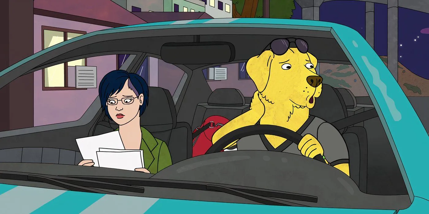 M. Peanutbutter conduit une voiture dans The Dog Days Are Over