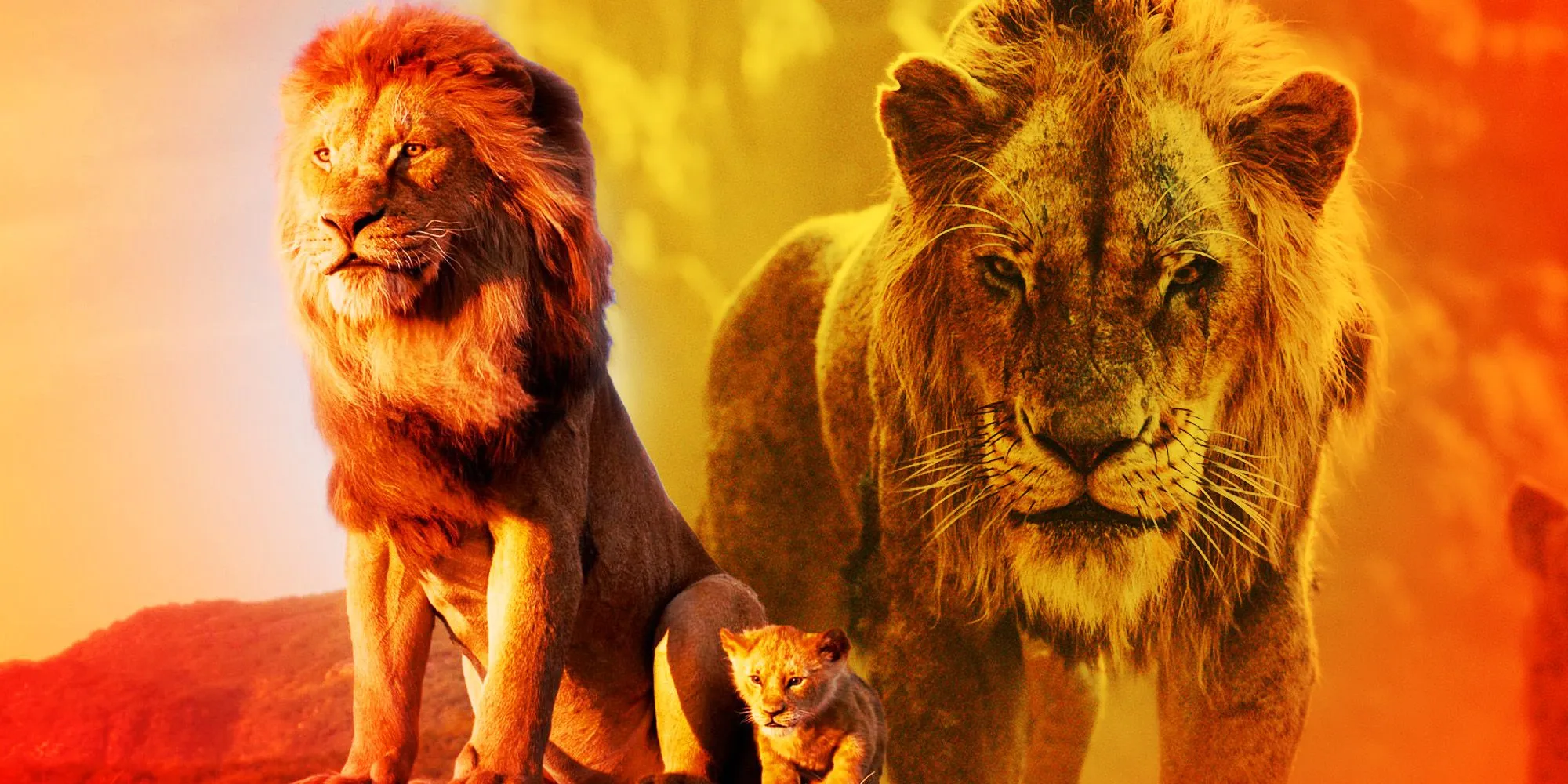 Mufasa, Simba et Scar dans Le Roi Lion 2019