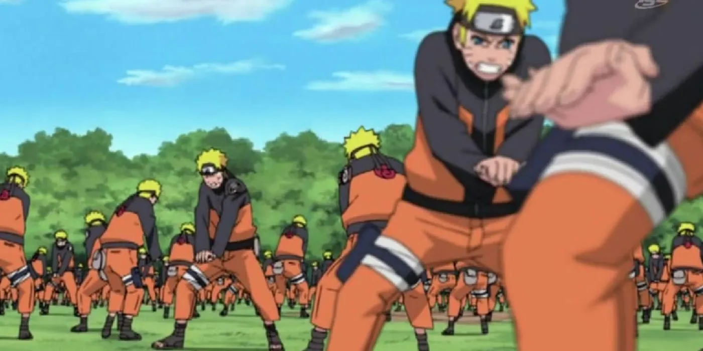 Naruto używa Jutsu Klonu Cienia