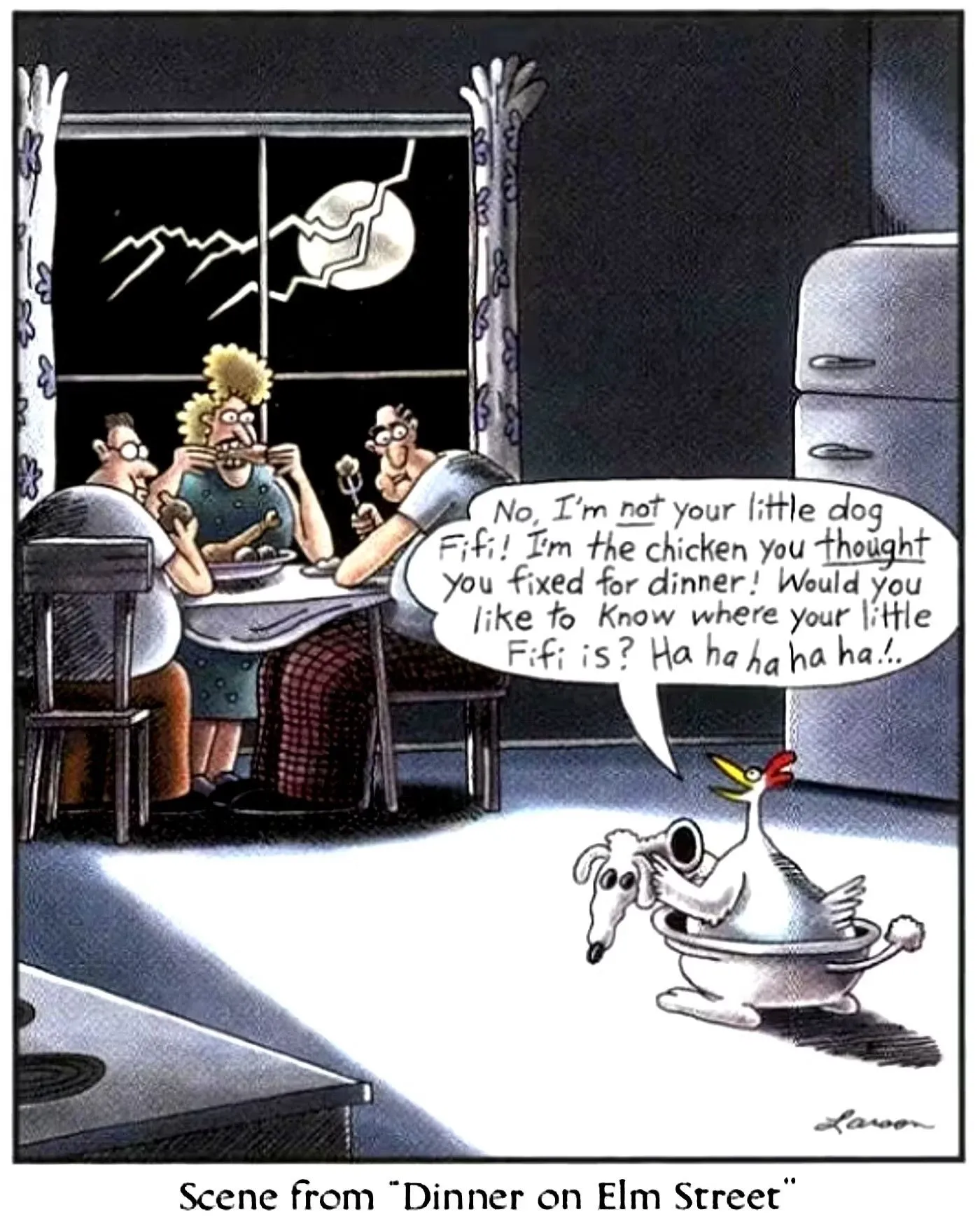 Far Side-Comic mit Bezug auf Nightmare on Elm Street