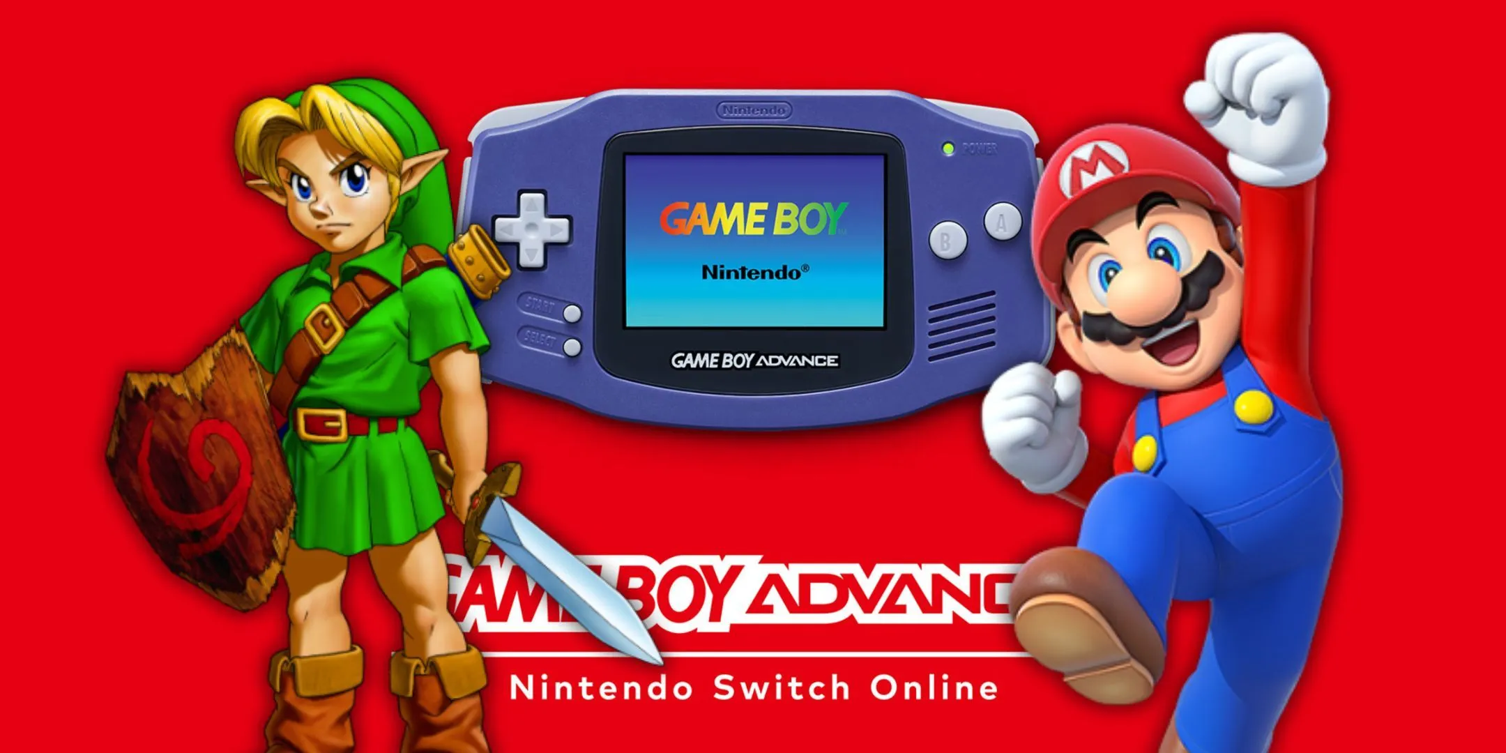 Nintendo Switch Online Game Boy Advance，林克和馬裡奧站在其兩側