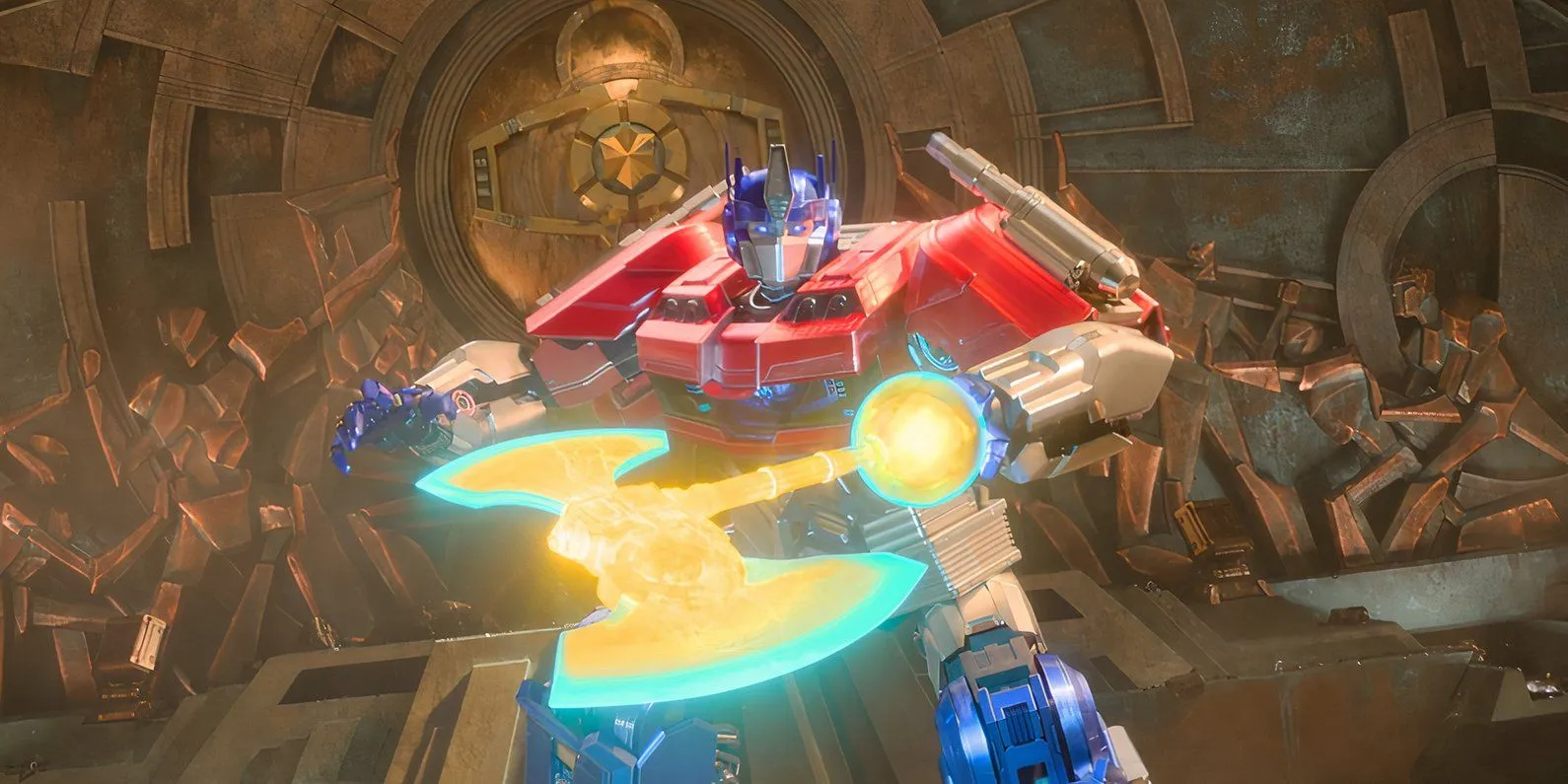 Optimus Prime wielding Energon Axe