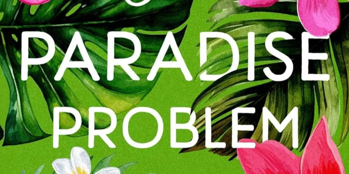 Copertina di The Paradise Problem di Christina Lauren con fiori e foglie rosa