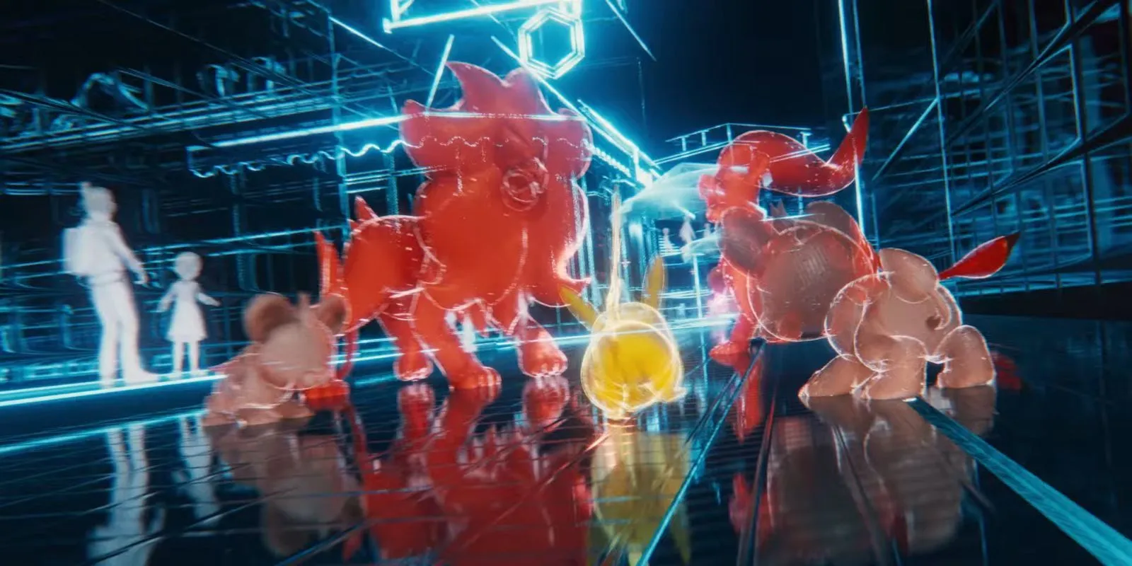 Pikachu, Pyroar et Litleo de la bande-annonce