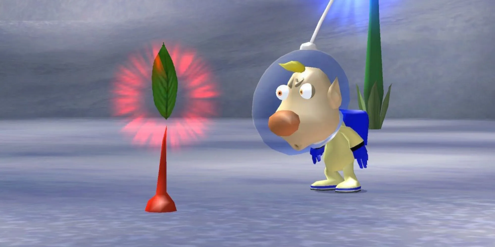 Louie se sorprendió al ver un Pikmin rojo