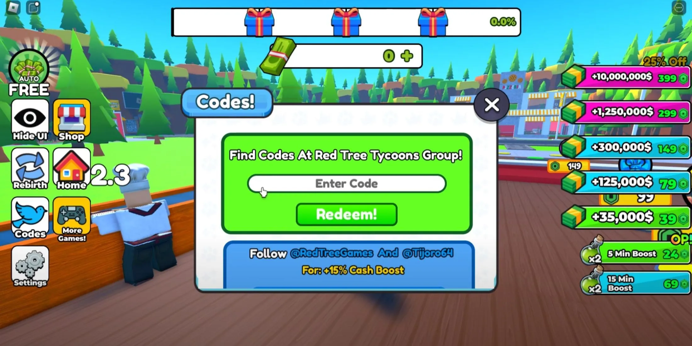 Pizzeria Tycoon 2 zakładka kody