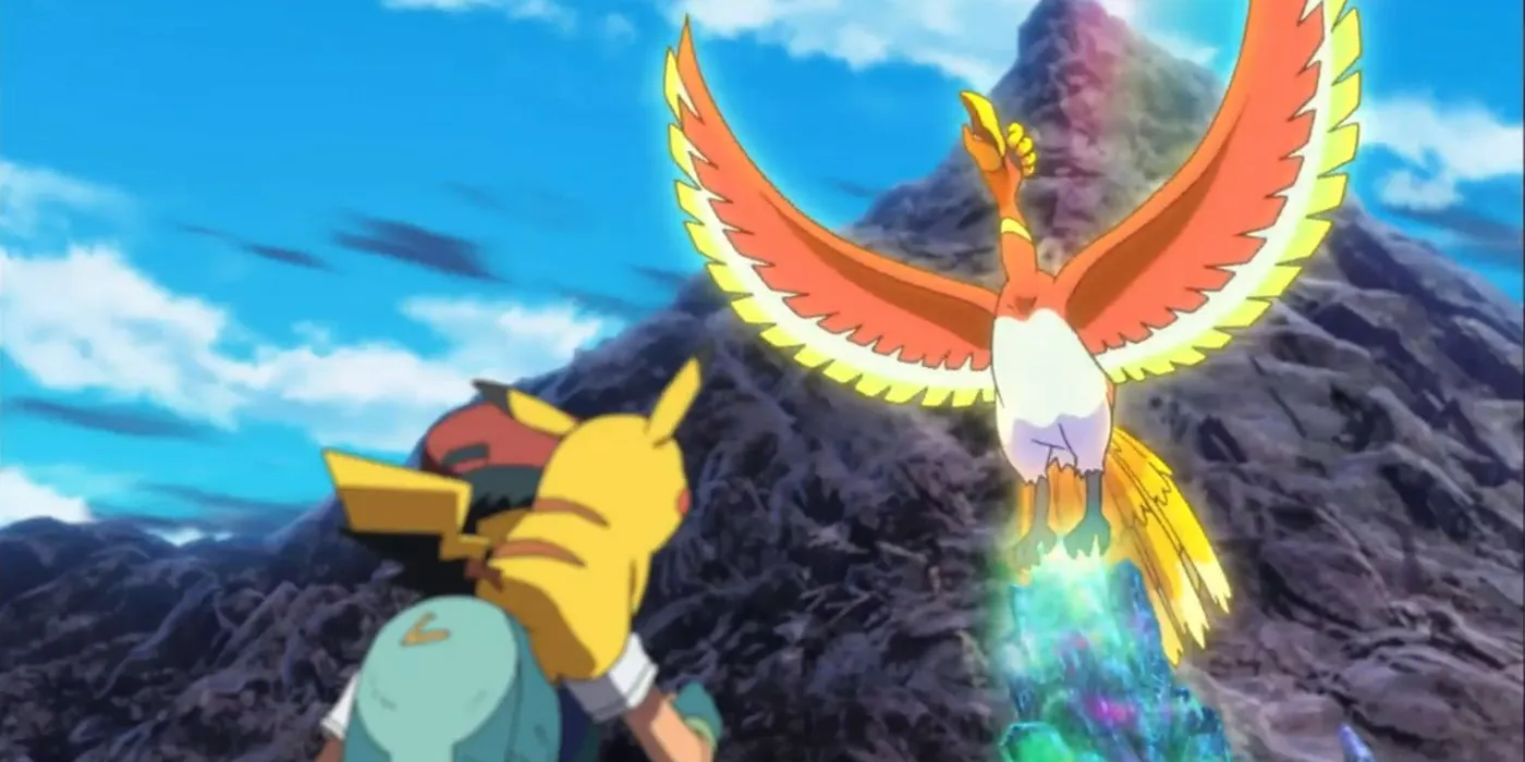 Ashs Begegnung mit Ho-Oh.