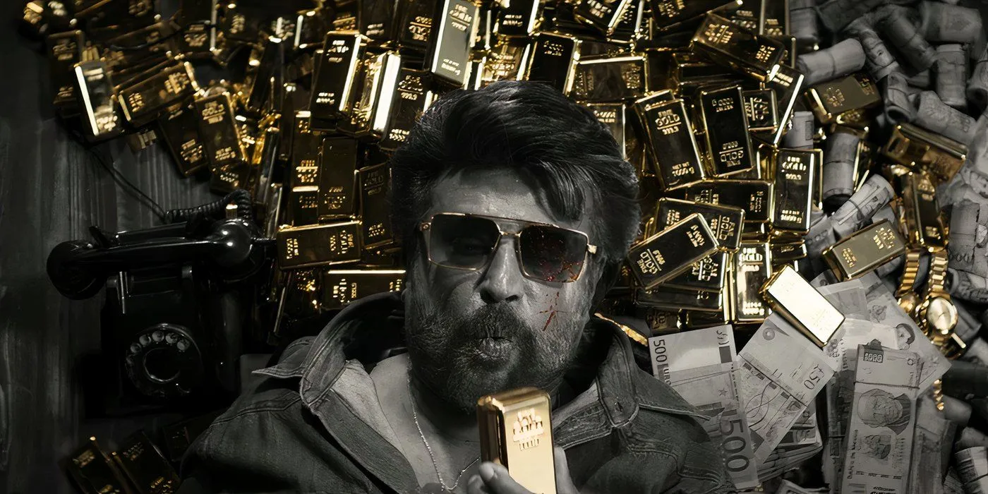 Rajinikanth sosteniendo un ladrillo dorado en el tráiler de Thalaivar171, también conocido como Coolie