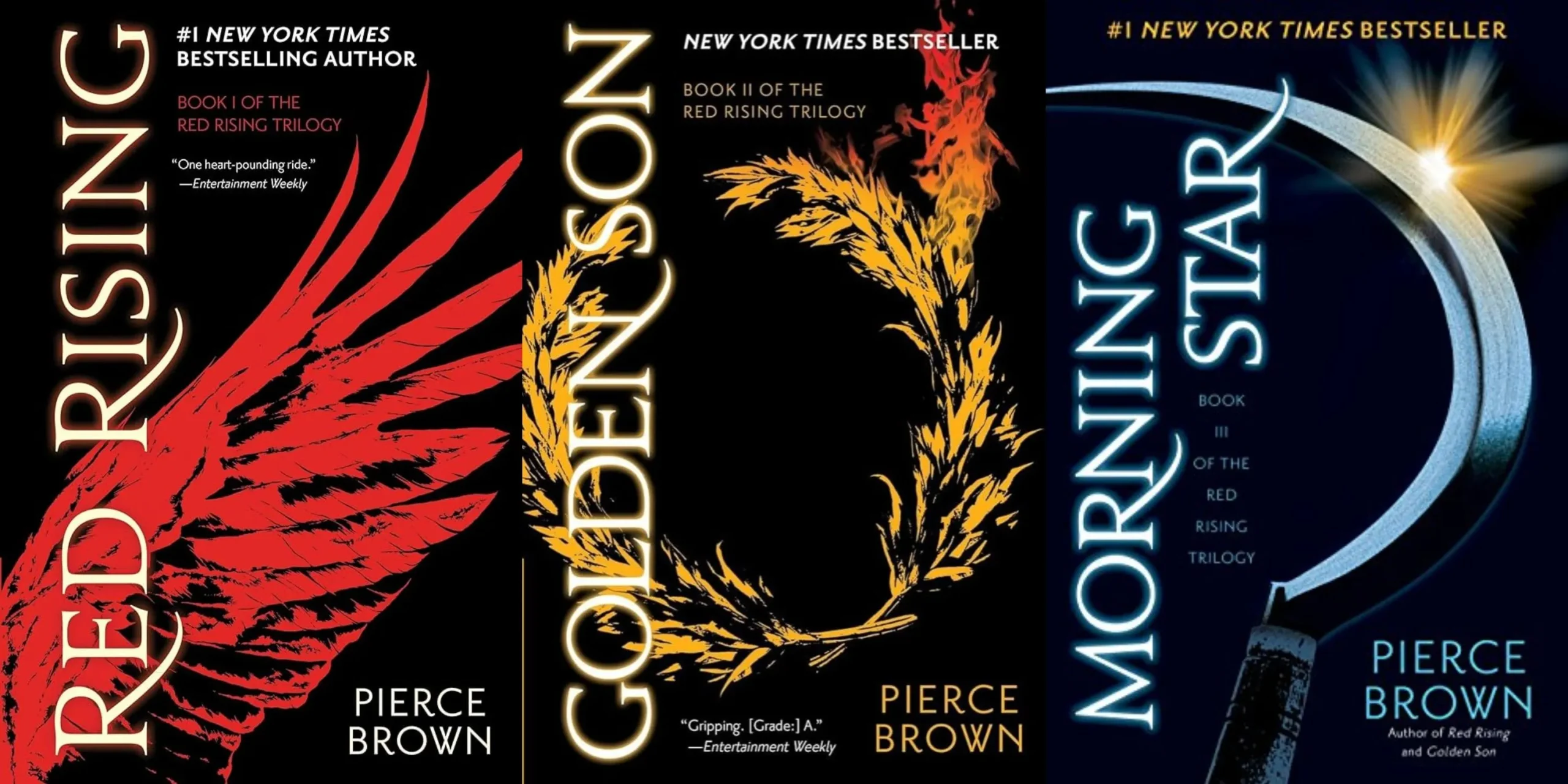 Les couvertures de la trilogie Red Rising