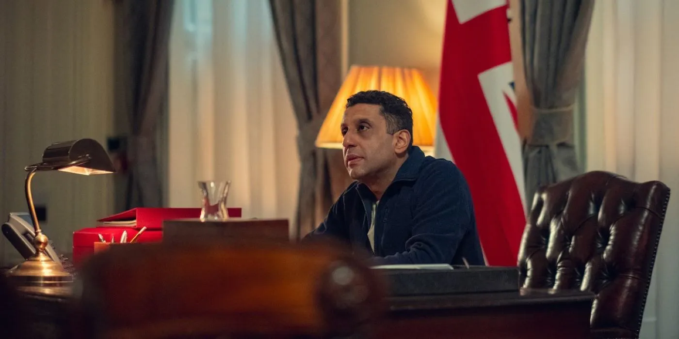 Adeel Akhtar nel ruolo del Primo Ministro Richard Eaves in Black Doves