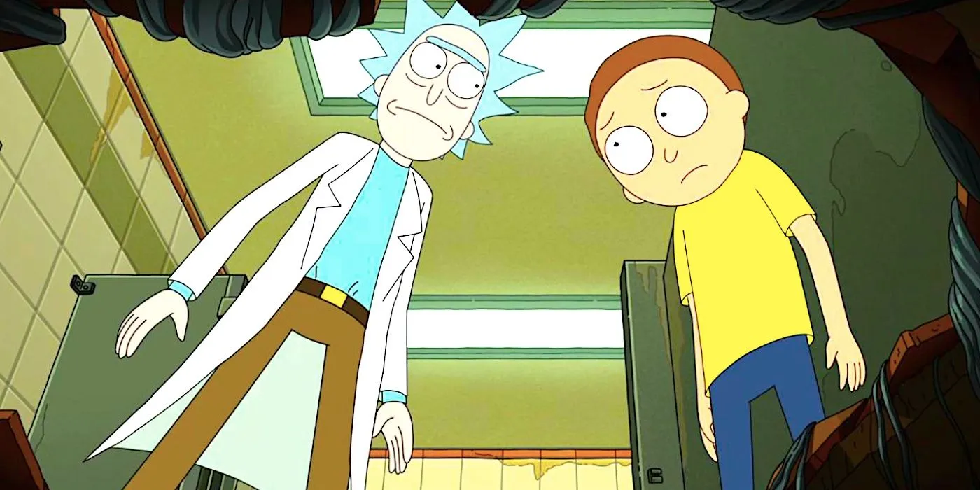 Rick e Morty in un momento buio del finale della stagione 7