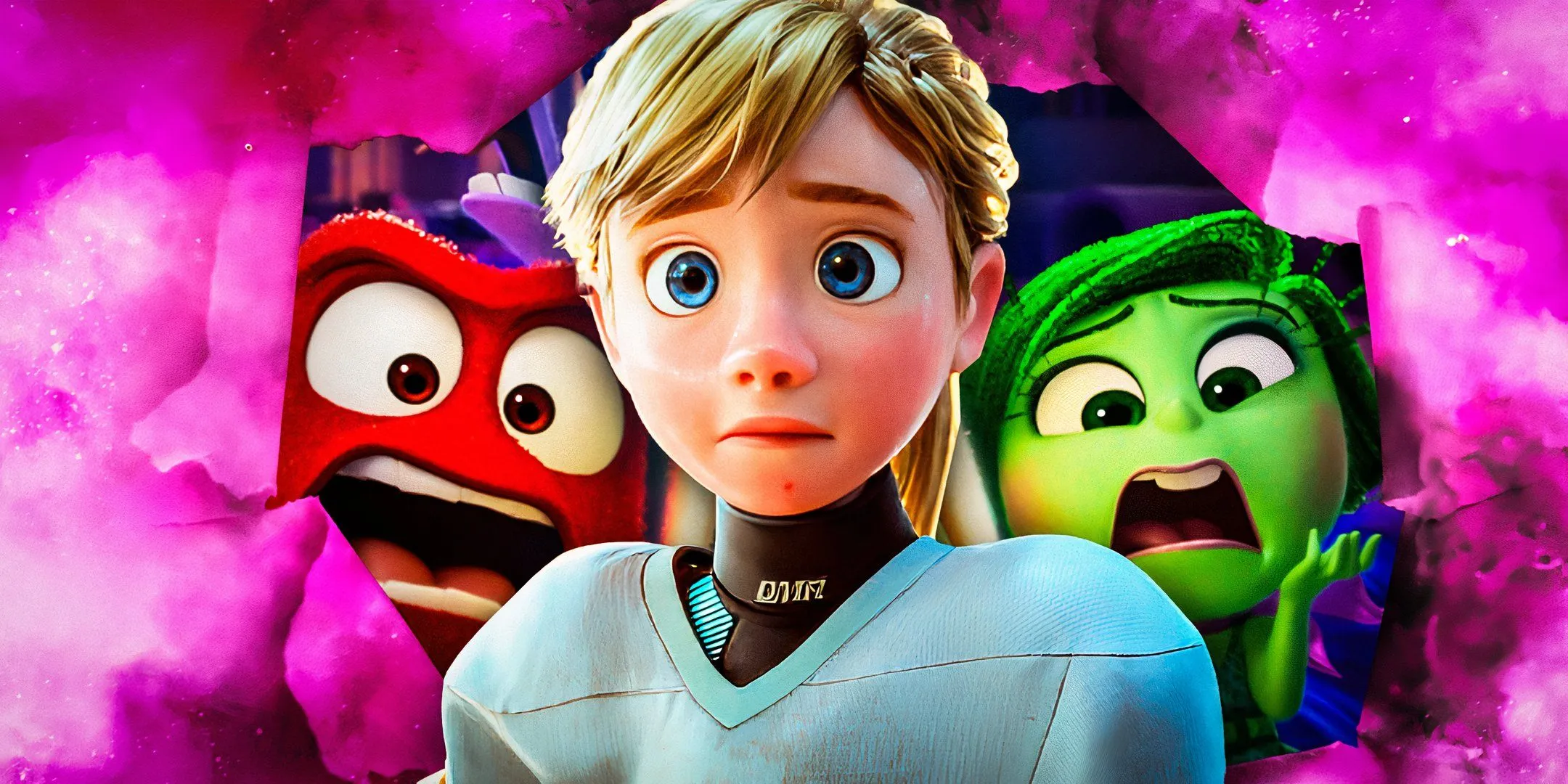 Riley appare triste di fronte a Rabbia e Disgusto in Inside Out 2.