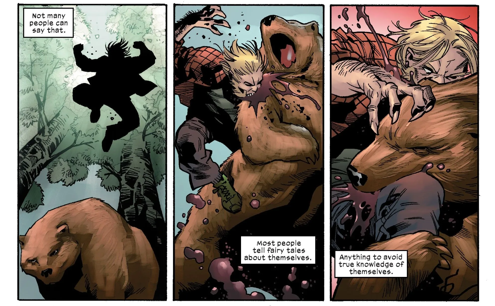 Sabretooth überfällt in einem dramatischen Angriff einen Bären.