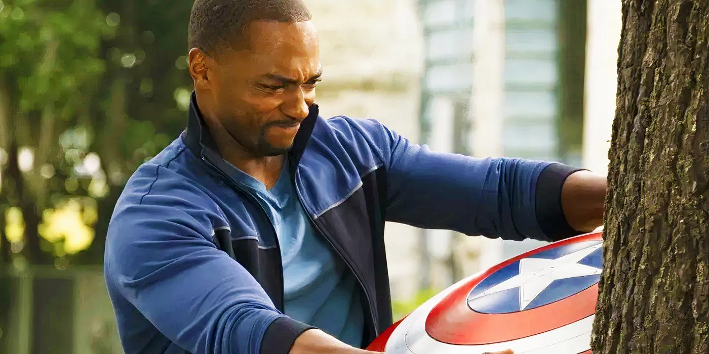 Sam Wilson entrenando con el escudo del Capitán América en Falcon y el Soldado del Invierno